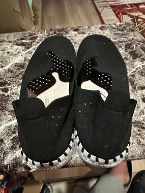 Women's Black Perforated Slip-On Flats